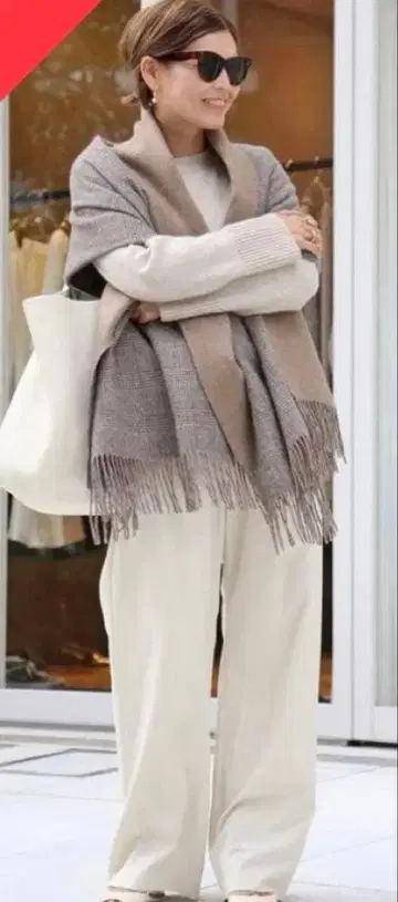 미사용 THROW/슬로우 DOUBLE FACE GLEN 체크 스톨