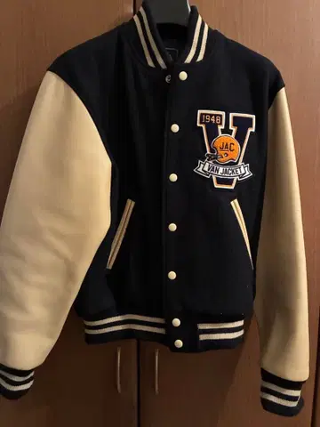 VAN 바시티 자켓 네이비/크림