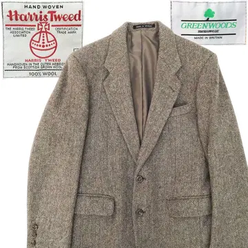해리스 트위드 헤링본 그린 우즈 남성용 M 사이즈