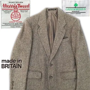 해리스 트위드 헤링본 그린 우즈 남성용 M 사이즈