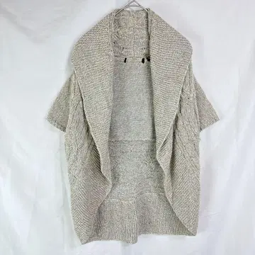 반팔 숄 니트 가디건 그레이 계열 겉옷 큼직하게 짠 오픈 프론트