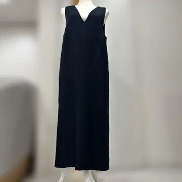 블랙 슬리브리스 롱 원피스