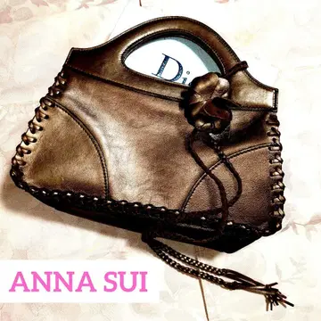 ANNA SUI 메탈릭 브라운 가죽 핸드백