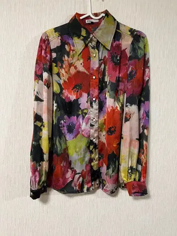 플라워 프린트 긴팔 셔츠와 스커트 세트