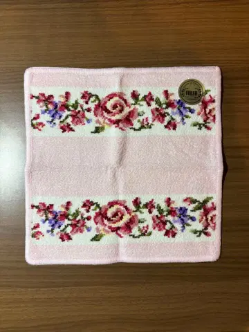 [ 미사용 새상품 ] FEILER 꽃무늬 타월 원단 손수건 핑크