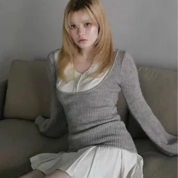 andmary Demi 레이어드 미니 드레스 그레이 grey