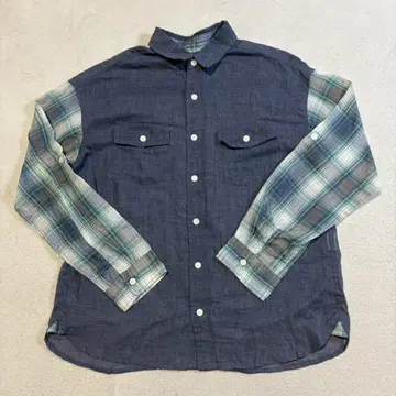 CUBE SUGAR (큐브 슈가) 코튼 혼방 체크 무늬 셔츠