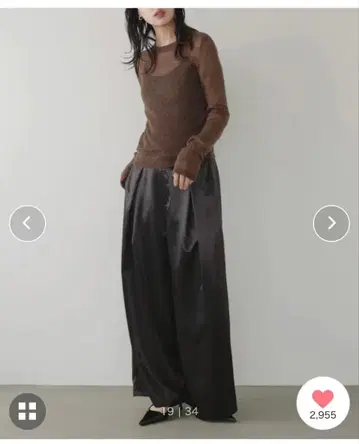 LIAN 새틴 턱 와이드 팬츠 블랙