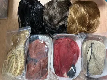 코스프레 가발 모음 금발 브라운 머리 빨간색 밥 남장