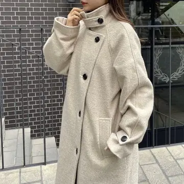 [컨디션 최상] mline 스탠드 카라 롱 코트 사이즈 2 베이지