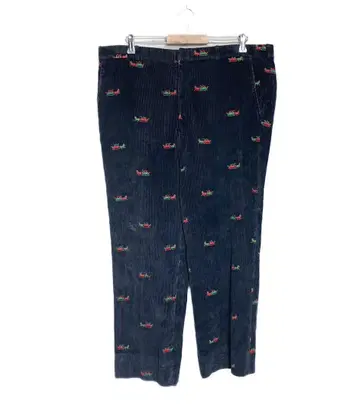 Hassls USA제 마차 자수 코듀로이 팬츠 와이드 실루엣