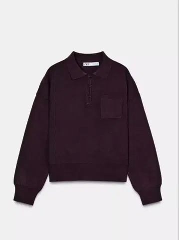 [ 미사용 새상품 ] ZARA 포켓 부착 니트 피케 셔츠