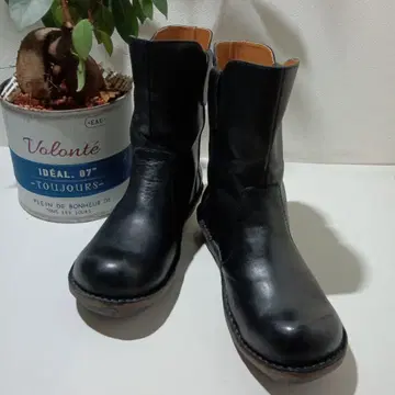 블랙 가죽 엔지니어 부츠 사이즈 L 24.5~25cm