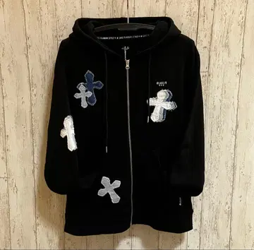 LUXE/R 크로스 데님 부착 ZIP 후드티