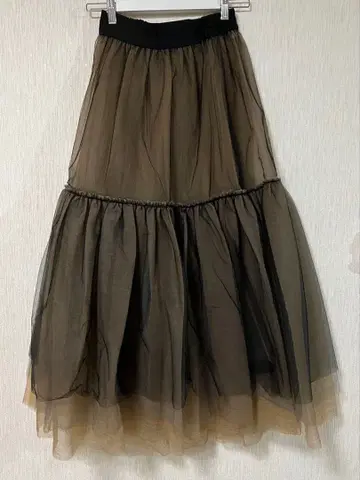 튤 플레어 롱 스커트 블랙