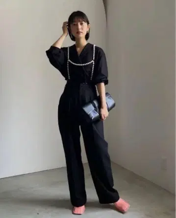 DROP PEARL SUSPENDER PANTS