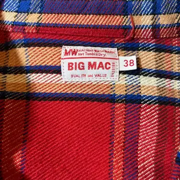 BIG MAC 플란넬 셔츠 38 레드 체크