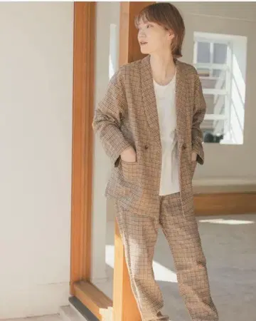 언클립 체크 무늬 셋업