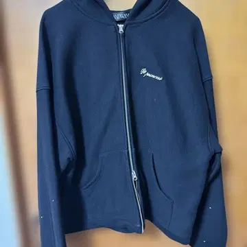 andwang 블랙 라메 믹스 풀 집업 후드티