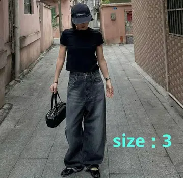 ok.soon 오크순 오리지널 와이드 데님 블랙 사이즈 3