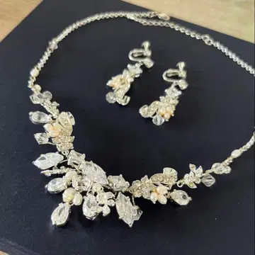 결혼식 파티 발표회 목걸이 & 귀찌 세트 펄 와이어 고급