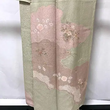 C241 순수 실크 이중 기모노 호몬기 부분 조임 자수 기모노