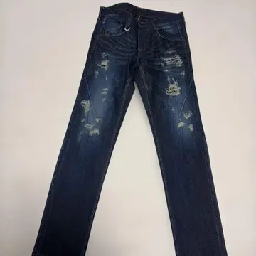 리에라보 데미지 가공 다크 블루 스트레이트 청바지