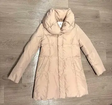 ef-de 다운 롱 코트 핑크 베이지 여배우 옷깃 7호