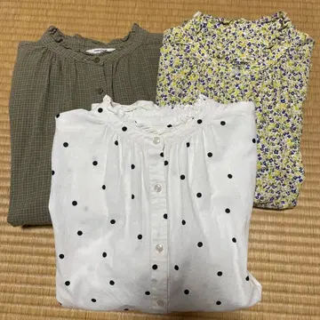 스튜디오 클립 싱글 거즈 프릴 스탠드 블라우스 3개 세트