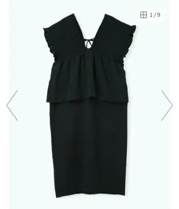 블랙 프릴 슬리브리스 원피스 3L