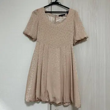 레오파드 무늬 베이지 반팔 드레스 사이즈 2