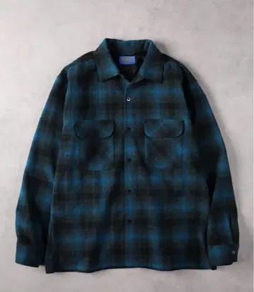 미사용 새상품 백넘버 울 믹스 오픈 카라 셔츠 펜들턴 L