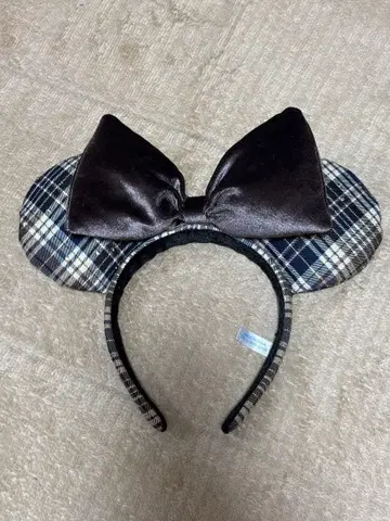 디즈니 체크 무늬 머리띠