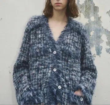 Ameri vintage TWEED FRINGE KNIT CARDIGAN