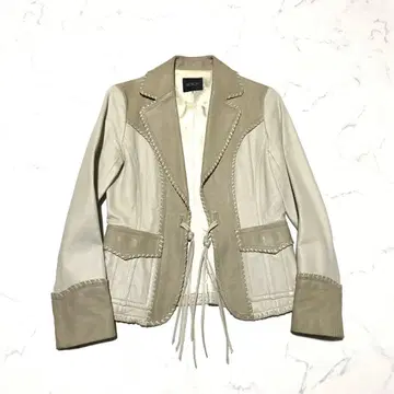 real leather race up design jacket Y2K