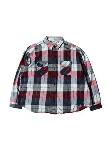 파이브 브라더 80s 90s 빨간색 x 화이트 체크 플란넬 셔츠