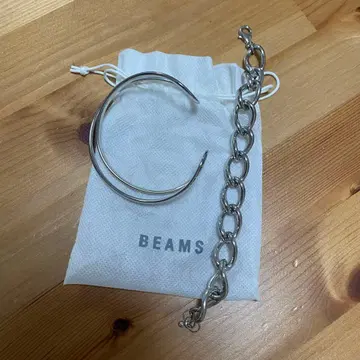 새상품급 BEAMS 실버 체인 팔찌와 뱅글 세트