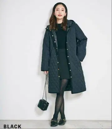 basement online 블랙 퀼팅 롱 코트