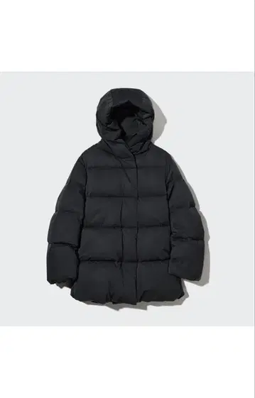택 포함 미사용품! 유니클로 파우더 필 다운 숏코트 블랙 L