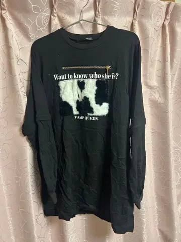 원스포 소 패턴 퍼 부착 롱 티셔츠