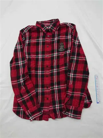 랄프 로렌 체크 셔츠 코튼 레드 계열 M 여성용
