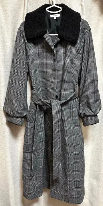 moussy 롱 체크 코트 F