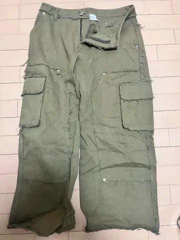 WISHFOREVER 카고 팬츠 L 올리브 그린