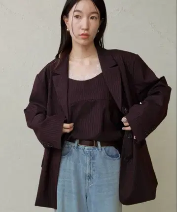 오메카시 파워숄더 테일러드 자켓 보르도 38