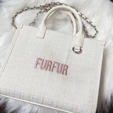 FURFUR 토끼 온라인 한정 컬러 트위드 로고 토트백 LPINK