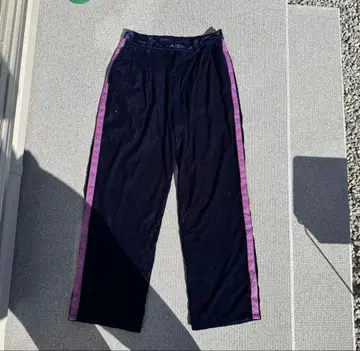 네이비 사이드 스트라이프 벨로아 팬츠