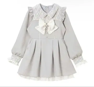 유메텐보 디어마이러브 레이스 겹침 펄 리본 아가씨 원피스 미니 기장