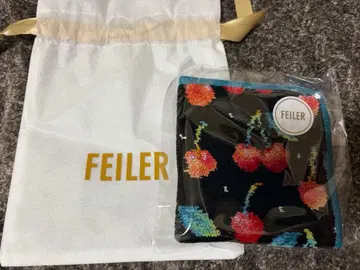 FEILER 체리 도트 미사용 새상품 기프트 백 포함 블랙 x 블루