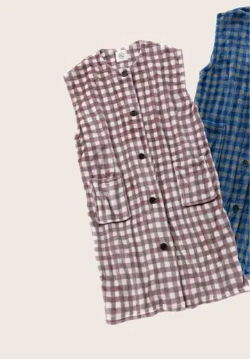 복슬복슬 롱 베스트 베이지 체크 무늬 플리스 룸웨어 프리