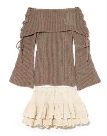 andmary Corrie lace knit set up mocha